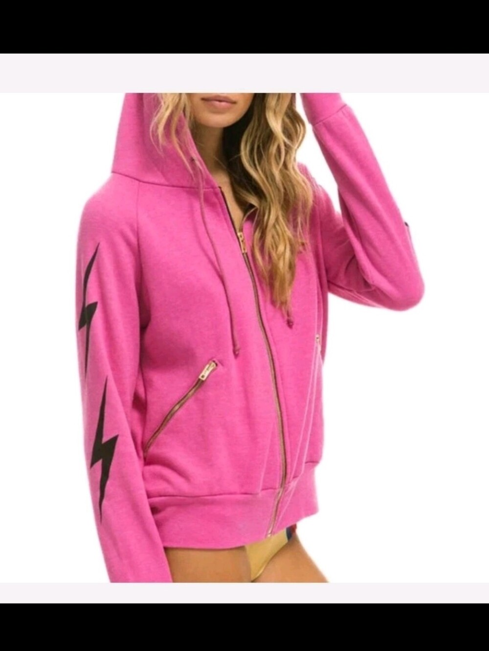 Aviator Nation Pink Bolt Hoodie Size XS